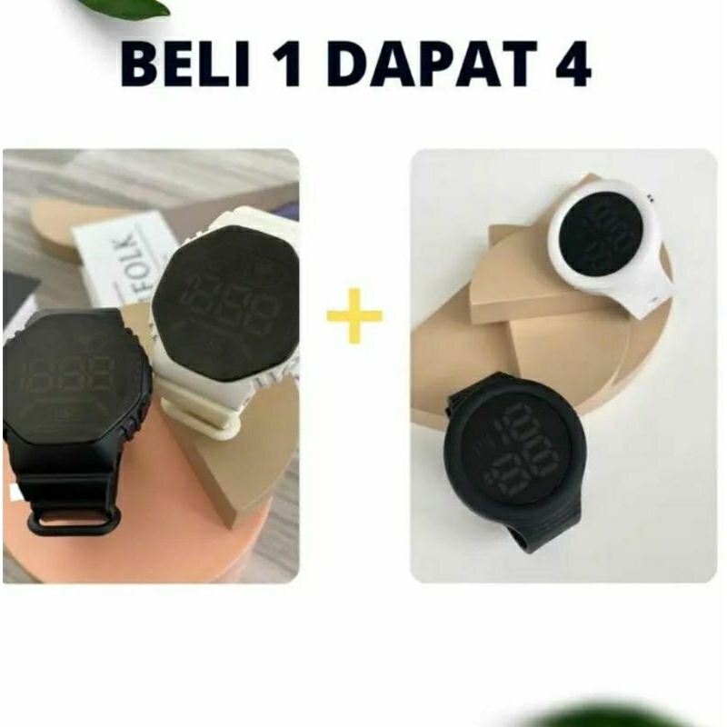 TERLARISSSS JAM TANGAN LED BELI 1 GRATIS 4 KASUAL PRIA DAN WANITA PASANGAN JAM TANGAN MULTIFUNCTIONAL