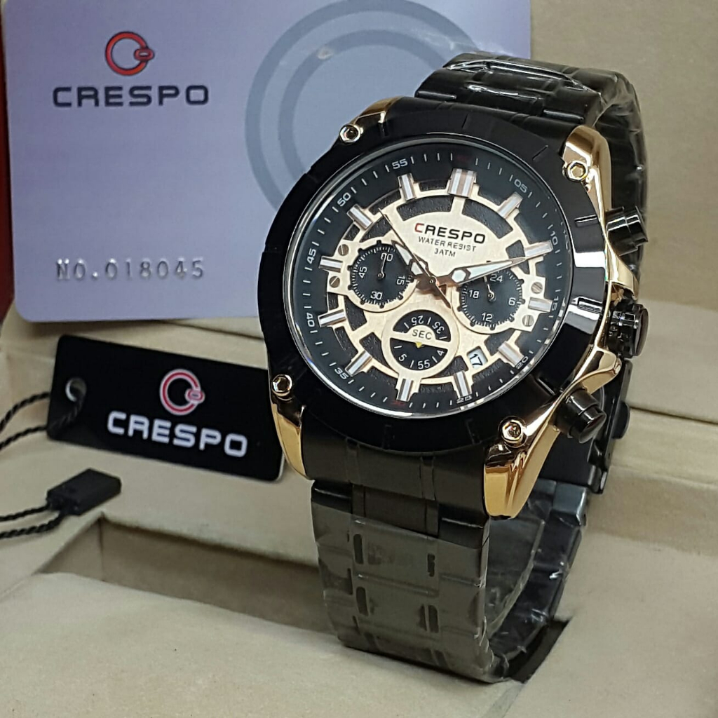 [COD] Jam Tangan Pria Crespo Original Chronograph Rantai Stainless Steel