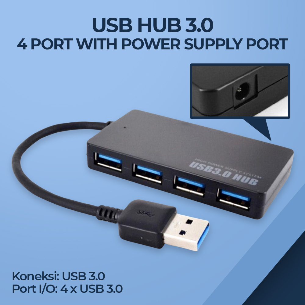 [SS] USB HUB 3.0 4 Port With Power Supply Port 4 Port / USB Hub 3.0 Type C Adaptor Laptop for Macboo