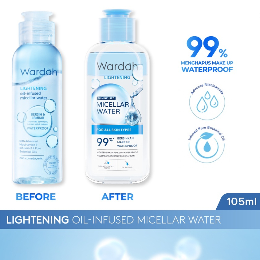 Wardah Lightening Oil Infused Micellar Water 55ml &amp; 105ml