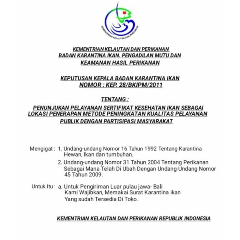 

(WAJIB) SURAT KARANTINA UNTUK LUAR PULAU JAWA BALI