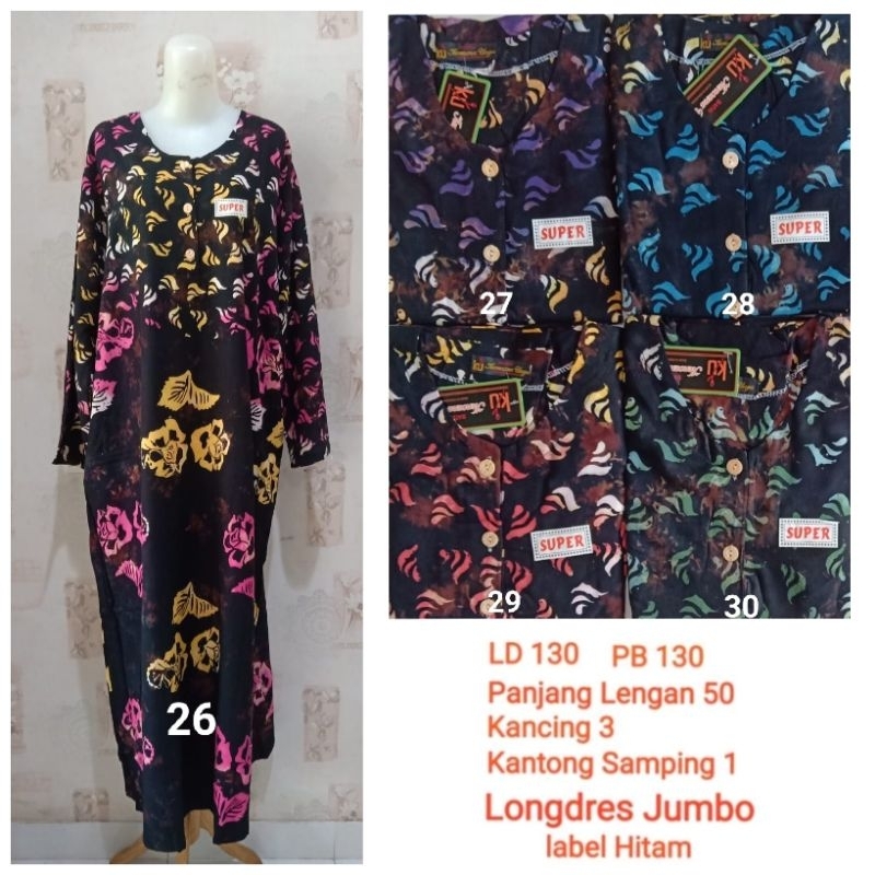 Longdres Jumbo Kencana Ungu label Hitam LD 130 cm