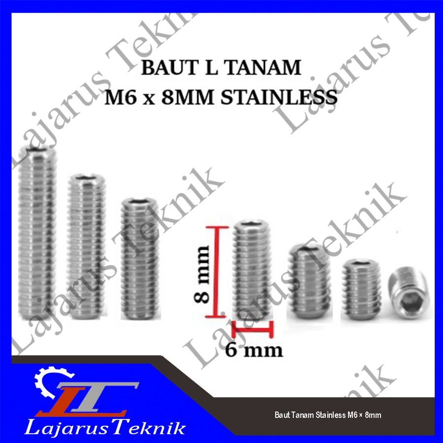 Baut Tanam Stainless M6 × 8mm