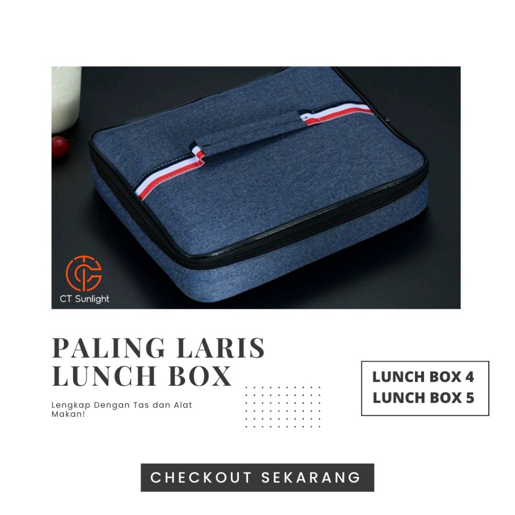 Kotak Makan 5 Sekat Stainless / Lunch Box Stainless Tahan Panas Dan Anti Tumpah