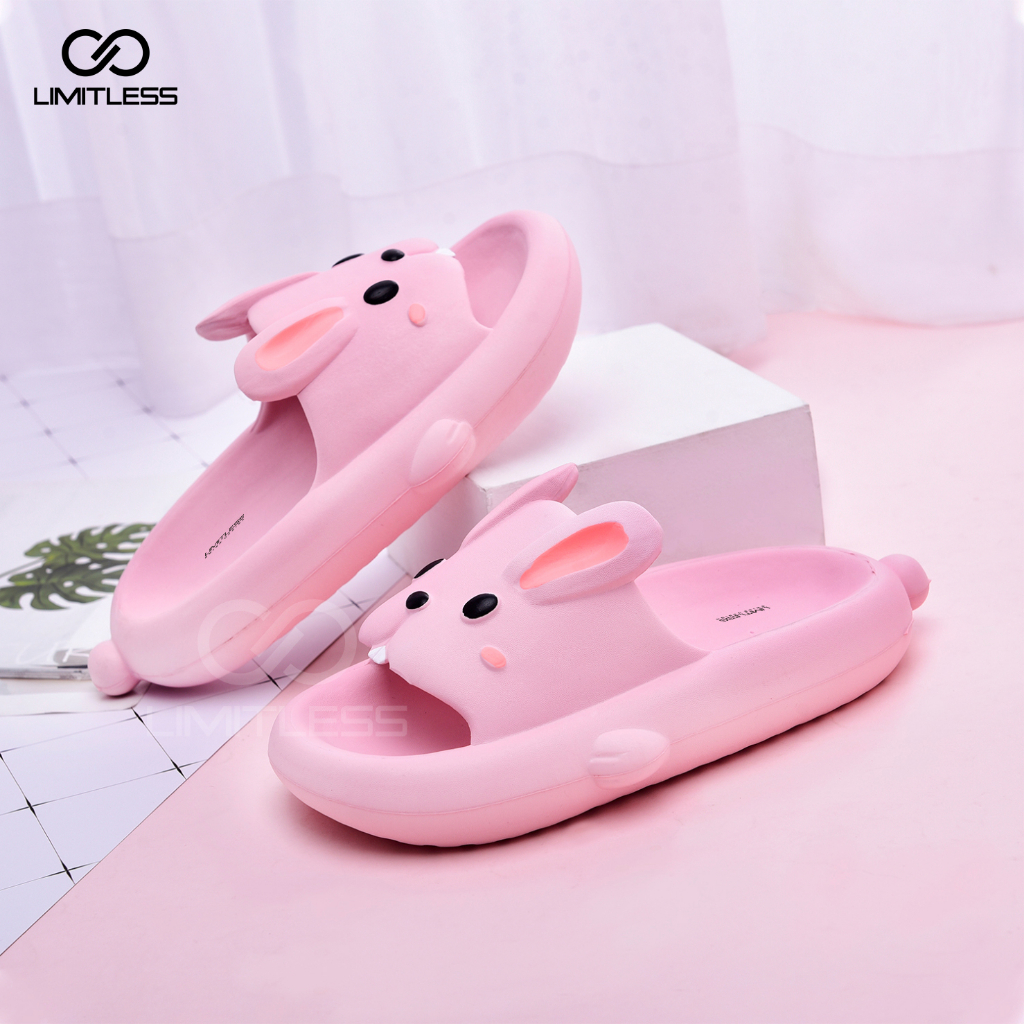 Sandal Rabbit Dewasa Selop Wanita Empuk Outdoor Sendal Wanita Kelinci Karakter Korean Style Terbaru 2023 Casual Kekinian