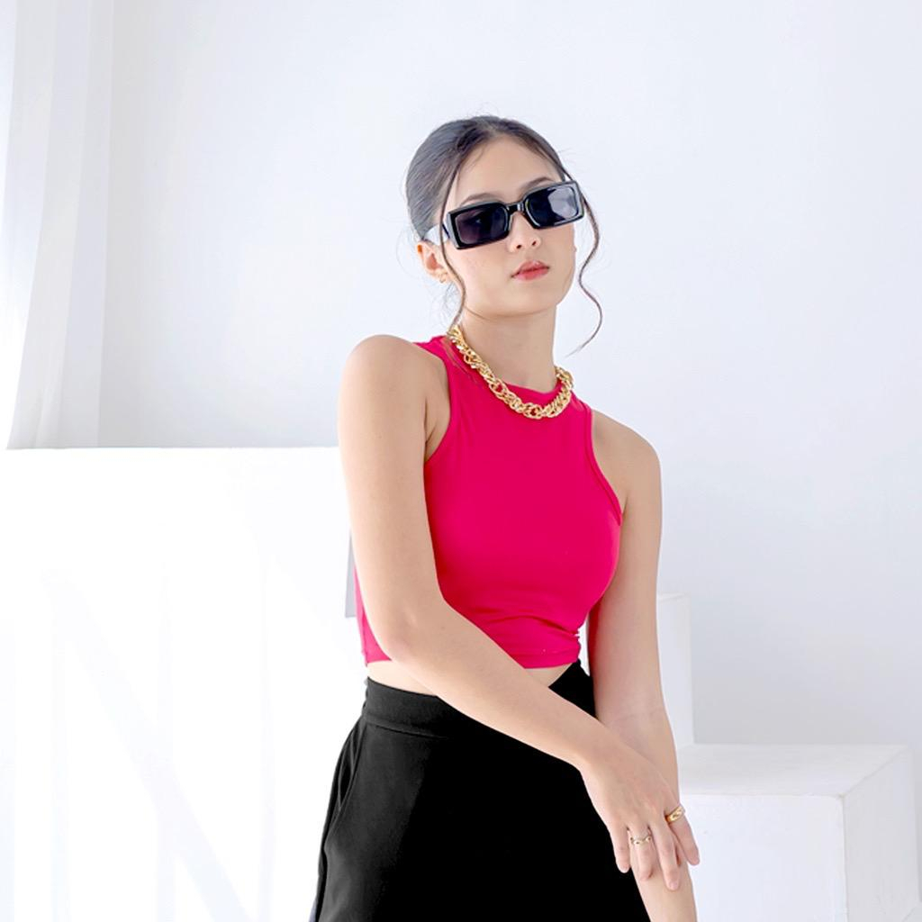 Toply shop Tanktop rib atasan wanita crop