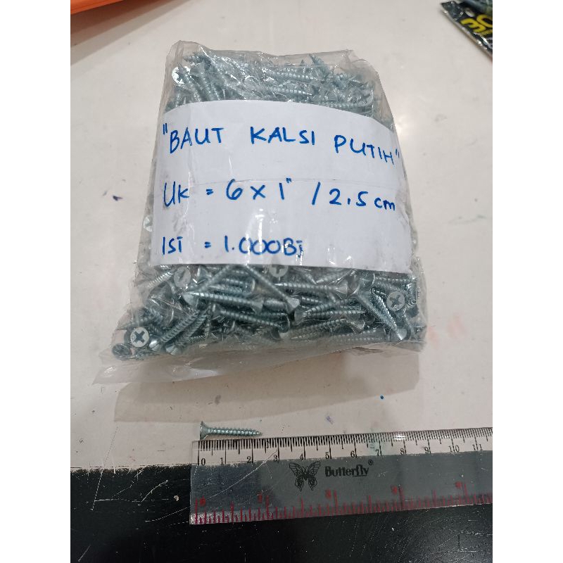 [TERMURAH] BAUT KALSI PUTIH / BAUT GRC 2,5CM - 1.000BIJI