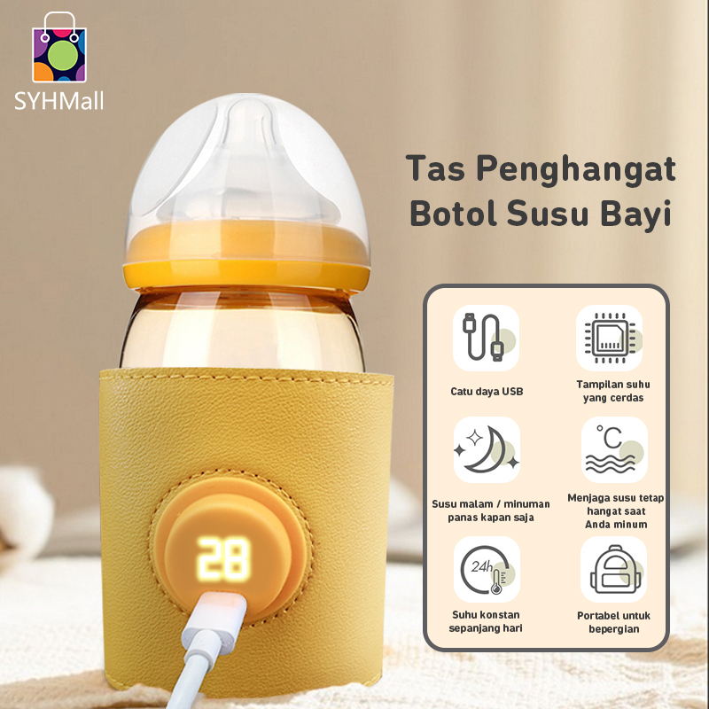 SYH Mall Tas Portable Bottle Warmer Penghangat Botol Susu Bayi Portable dengan USB Heater Monitor Travel Baby Cartoon Milk Water