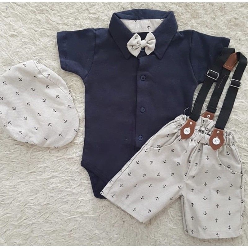 baju bayi cowo suspender set