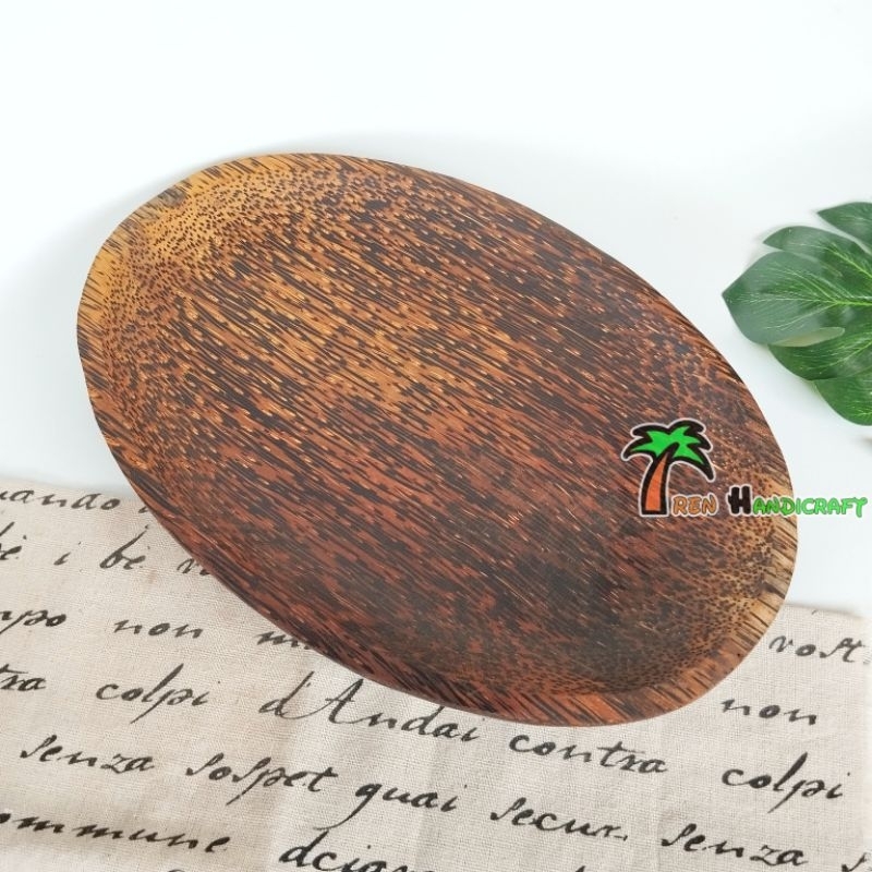 ARENHANDICRAFT cobek kayu aren oval 30cm