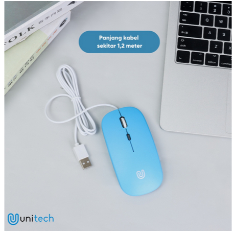 ITSTORE Optical Mouse Kabel Super Slim M2 Plus LED Unitech 1200DPI Mouse Murah Bergaransi