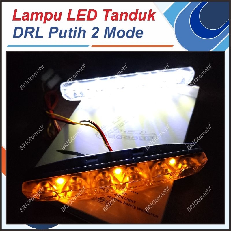 LAMPU TEMBAK SOROT DRL LED MOBIL 6 MATA TERANG PUTIH CRYSTAL TANDUK DEPAN GRIL BUMPER MOBIL WATERPRO