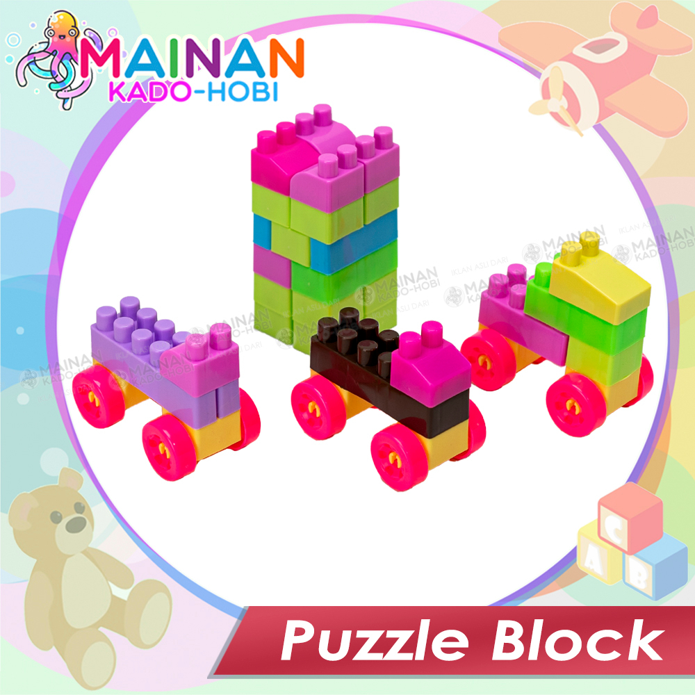 KADO ULANG TAHUN MAINAN ANAK EDUKASI MOTORIK SUSUN PUZZLE BLOCKS WARNA WARNI