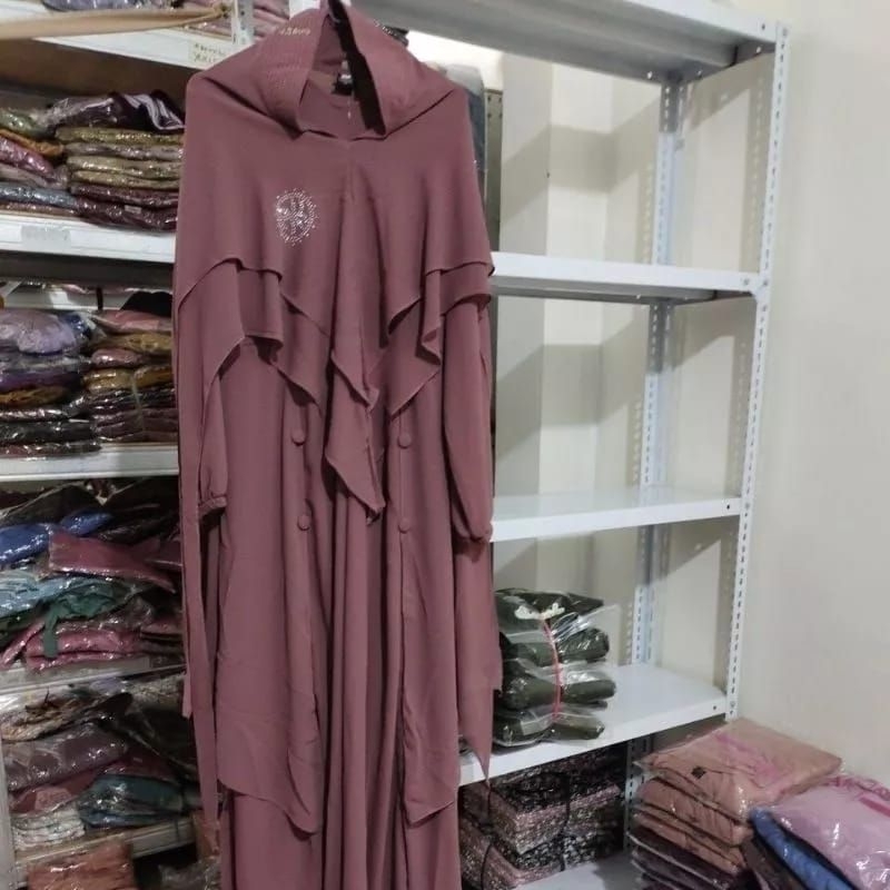 Gamis ceruty Nadifah dan Azeera babydoll set khimar ori aku karissa ready size xl xxl oversize lebaran series model keluaran terbaru