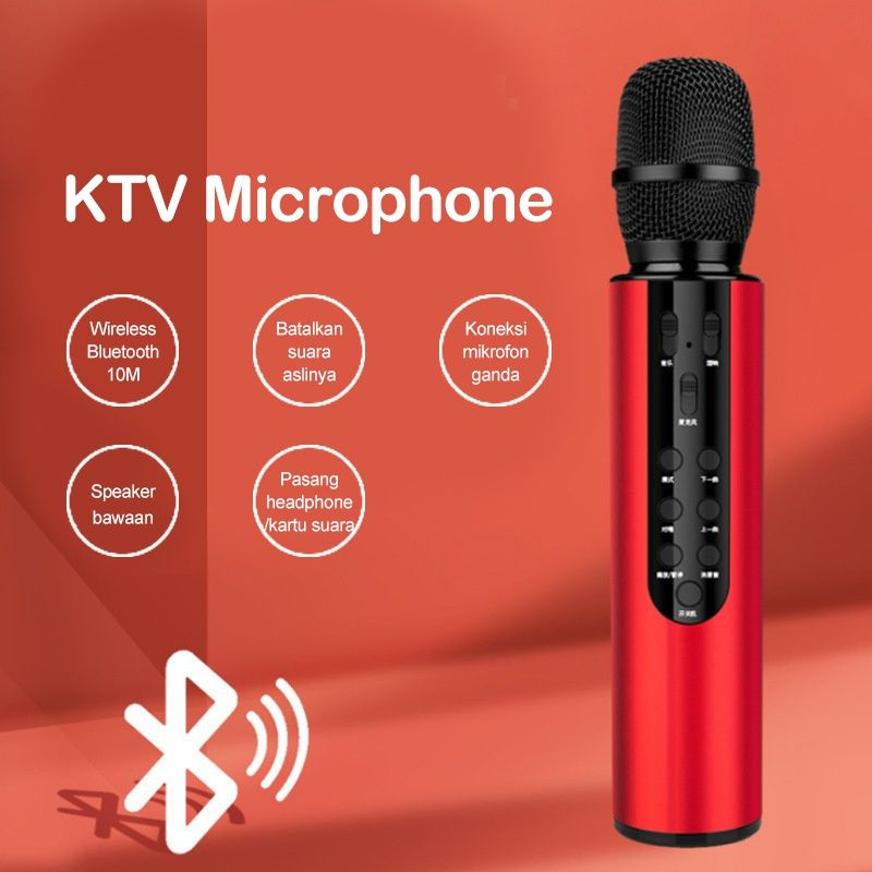 Mic Bluetooth M6 Original KTV Karaoke Microphone Bluetooth Karaoke Mikropon KTV Efeck Wireless Mic Speaker Portable Smule Sound Bass