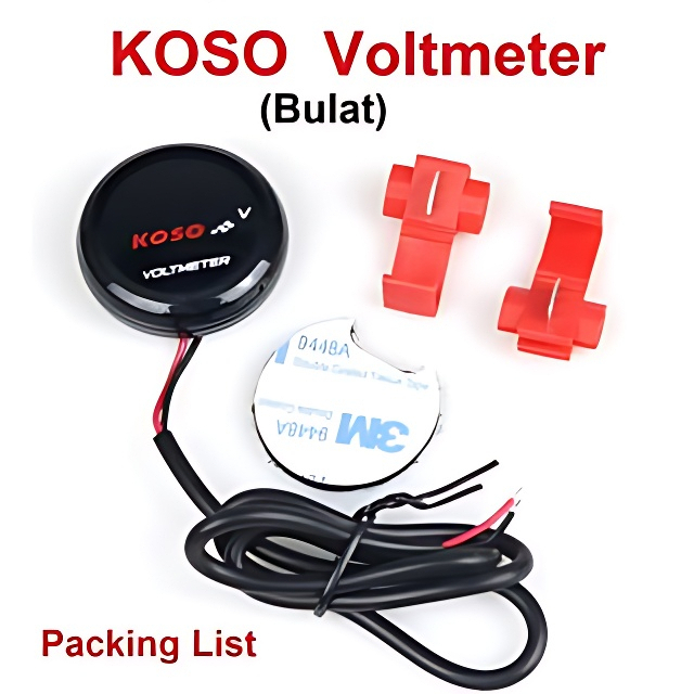 Voltmeter Koso Bulat/Voltmeter Aki Bulat KOSO Original/Voltmeter Koso Bulat Whellprof Original/Universal Motor Koso Putaran Mini Voltmeter Tegangan LED Digital Meter