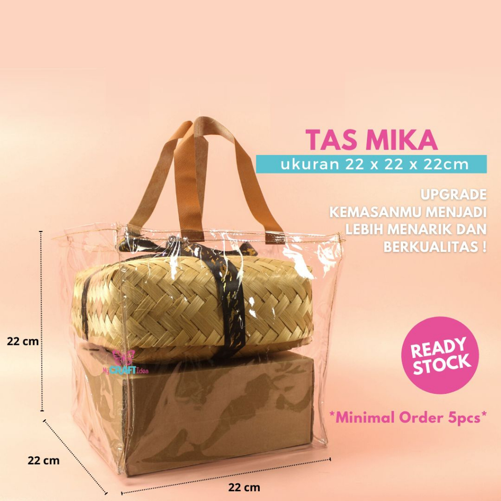 

Tas Mika 22x22x22 | MIN. ORDER 5 PCS | Goodie Bag Hampers | Tas Mika Besar | Tas Tenteng Kulit Sintetis | Tas Mika Transparan | Tas Hajatan | Tas Souvenir Ultah | Tas Mika PVC