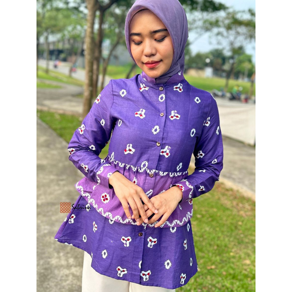 ANJANI Series Blouse Atasan Batik Kerja Kantor Wanita Cantik Modis Kekinian Katun Jumputan