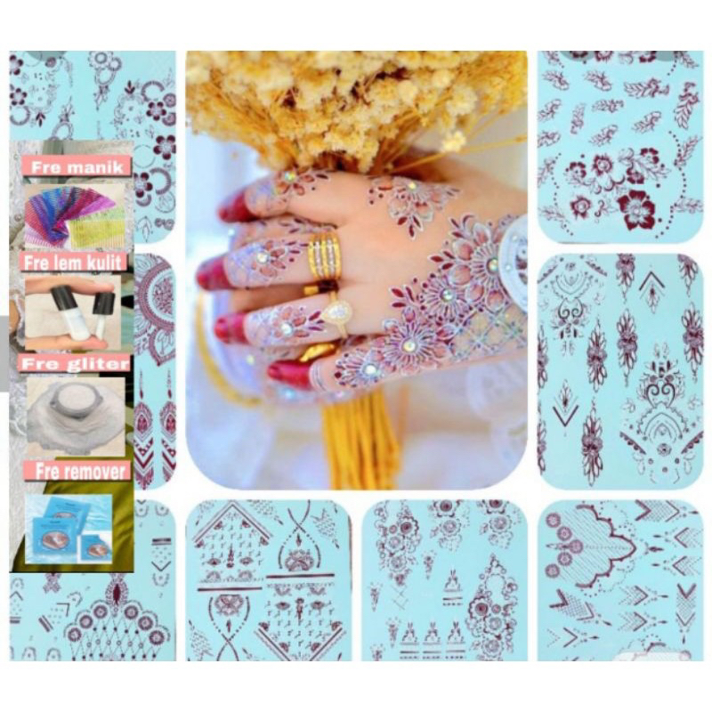 HENNA INSTAN 3D / HENNA TATO PENGANTIN FREE GLITER