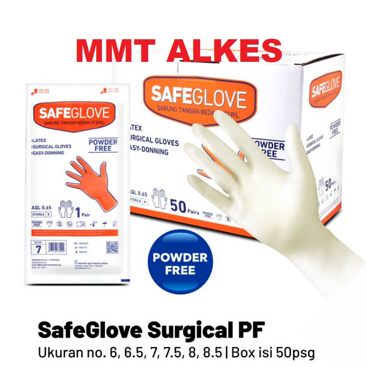 Sarung Tangan Latex STERIL Safeglove FREE POWDER Gloves Steril Sarung Tangan