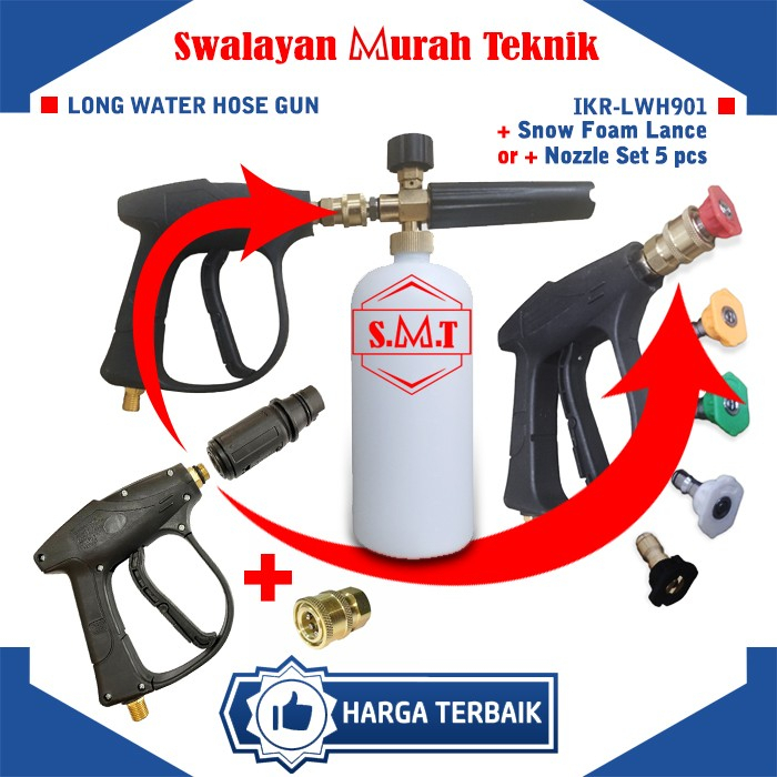 Gun Steam Jet Cleaner IKURA LWH901 Long Water Hose High Pressure Nosel