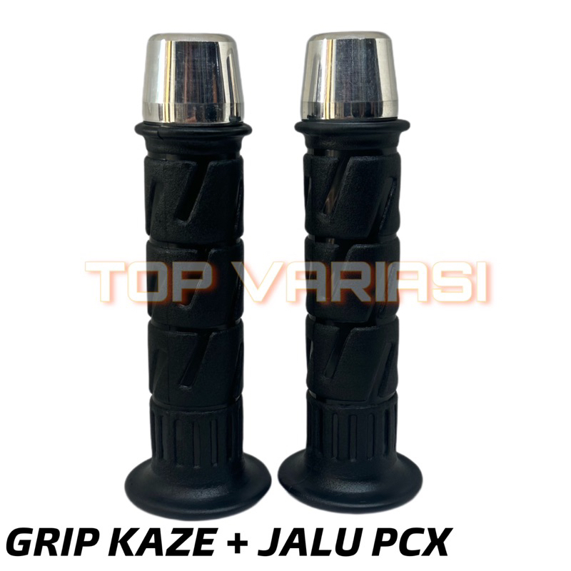 GRIP BULU PLUS JALU STANG PCX / HANDFAT MODEL BULU POLOS PLUS JALU STANG CROME MODEL SATRIA FU