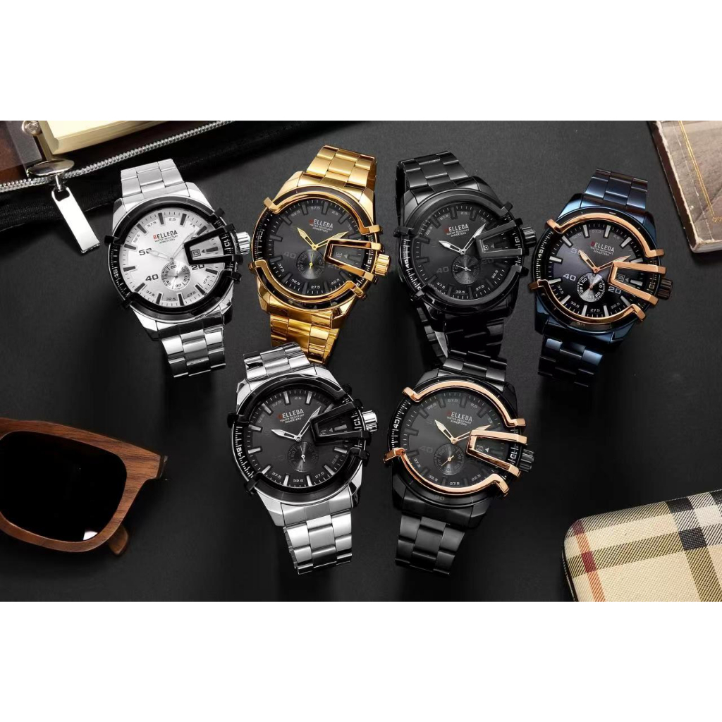 BELLEDA 9371 RANTAI Jam Tangan Pria Anti Air Cowok Men Watches Original Waterproof Stainless Steel