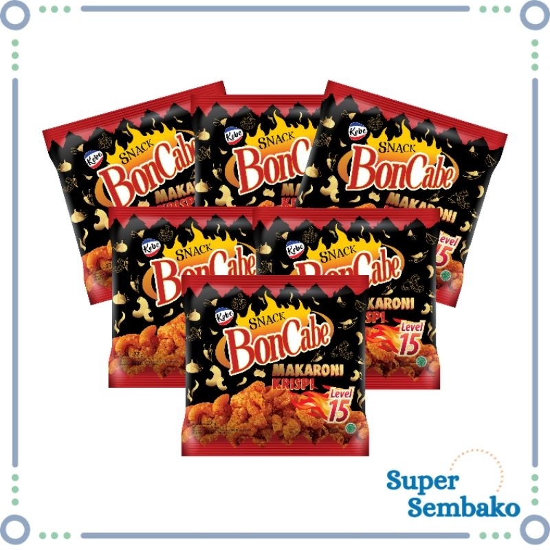 

SNACK BONCABE MAKARONI KRISPI LEVEL 15 PEDAS 27g RENCENG ISI 10 BUNGKUS