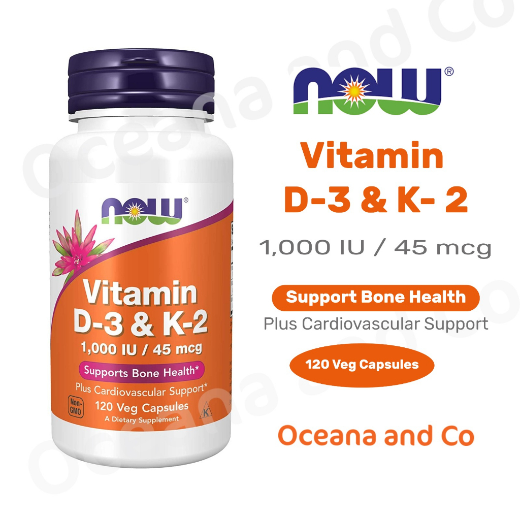 NOW FOODS VITAMIN D3 &amp; K2 45 MCG 1000 IU 120 VEG CAPS