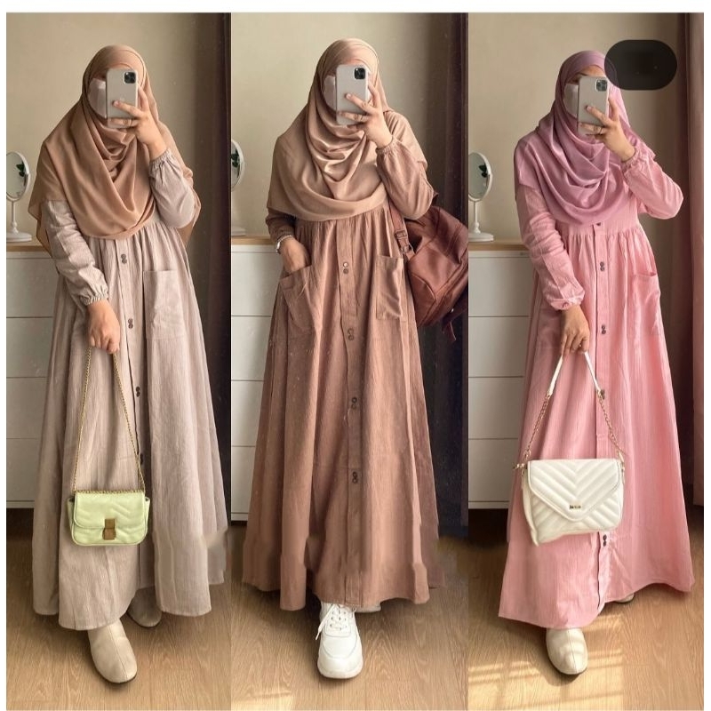 Zea Dress | Gamis Linen Cringkle Premium| Daily outfit