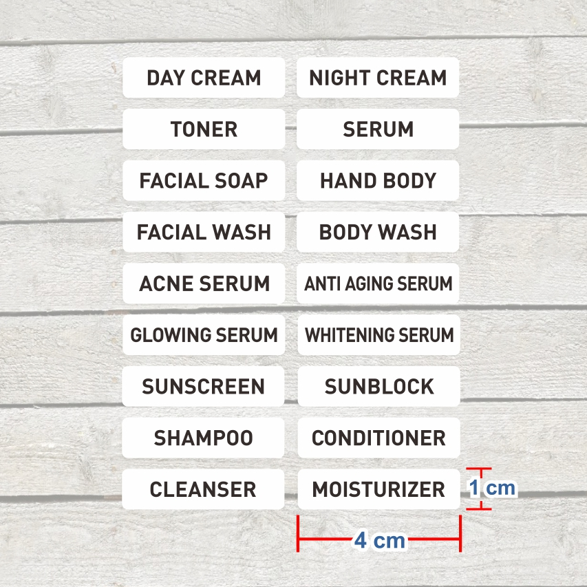 

Stiker Label Day Night Cream Toner Facial Soap Serum Hand Body Sticker Vinyl Tahan Air 4 x 1 cm