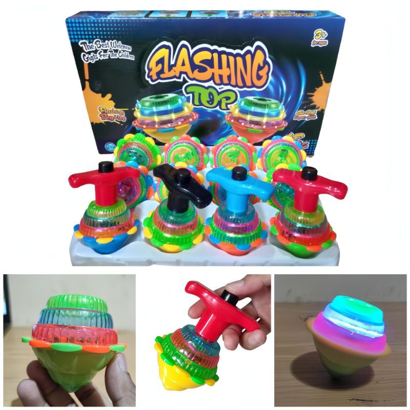 Mainan Gasing Viral LED Flashing Top UFO Spinner Gangsing Beyblade Spinning nyala Lampu dan Musik an