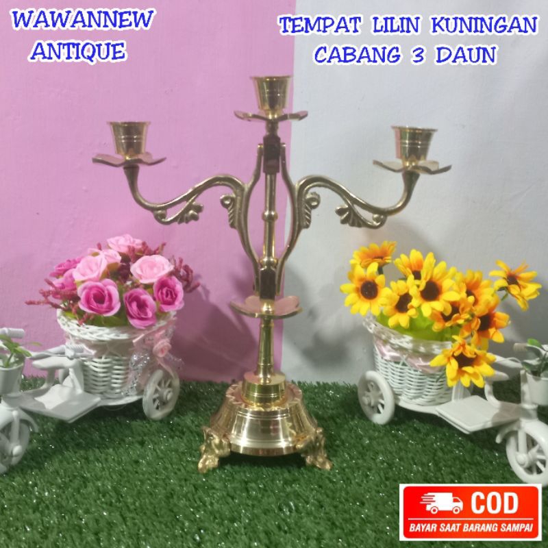 Tempat Lilin Aromaterapi Kuningan Cabang 3 - Candle Holder