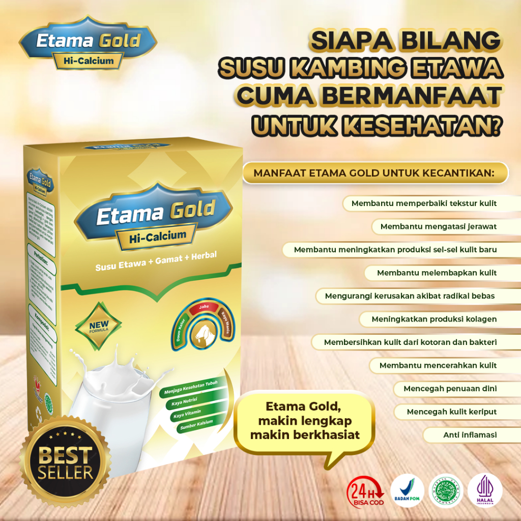 

Etama Gold Susu Kambing Etawa Atasi Nyeri Sendi Asam Urat Rematik Pegal Linu BPOM