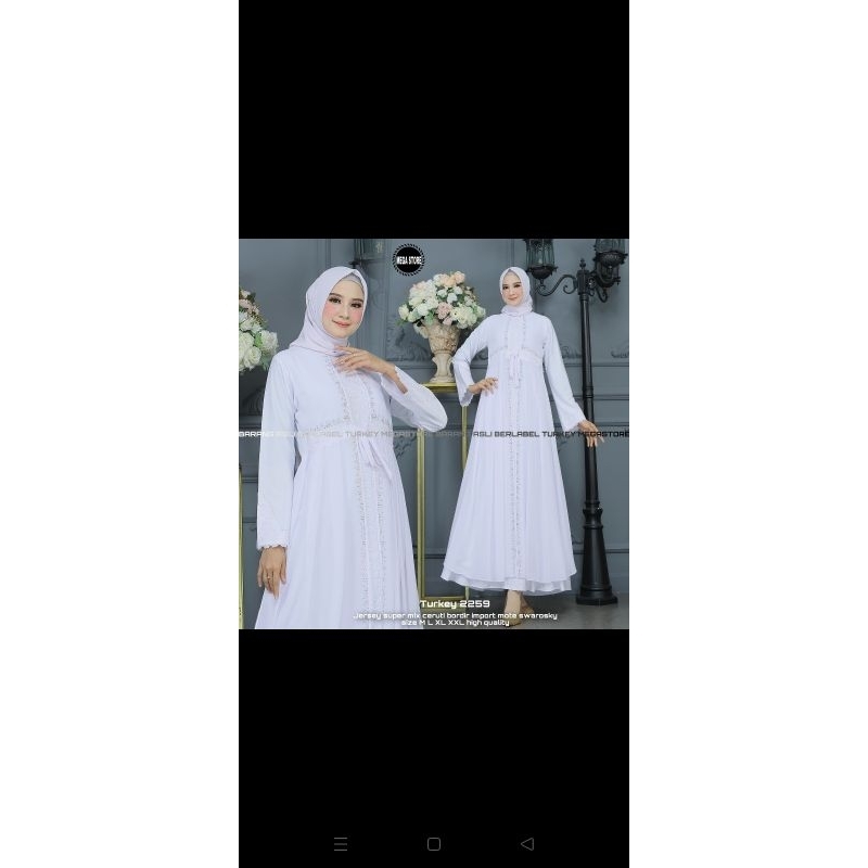 New gamis abaya Turkey putih terlaris dan terbaru gamis Dubai arabian elegan