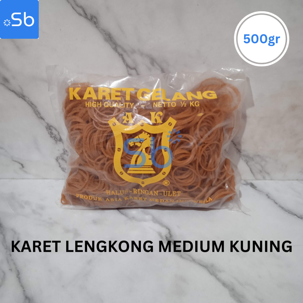 KARET GELANG KARET LENGKONG KUNING SEDANG / KECIL / BESAR 500 gram