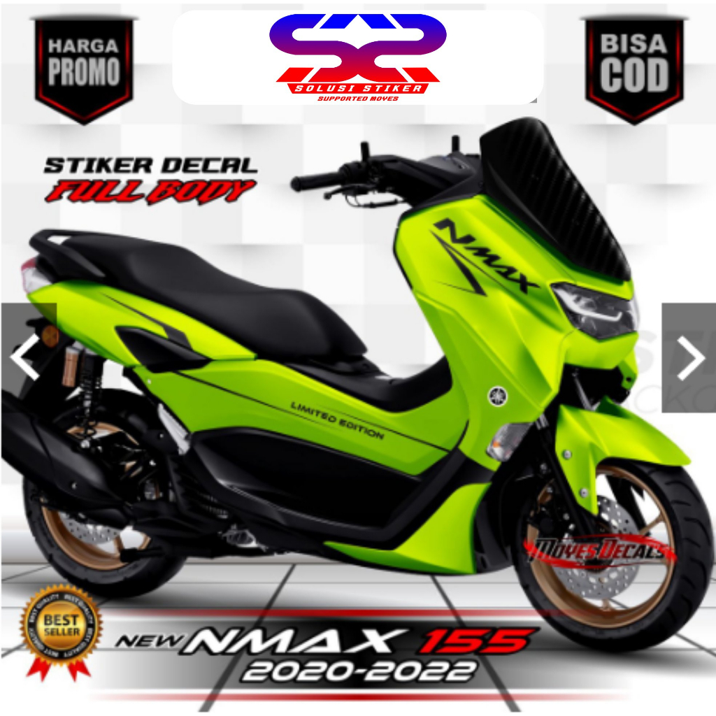 TERBARU Stiker Dekal New NMAX 155 Desain Hijau Stabilo FullBody Decal NMAX 155 2020 2022 FullBody