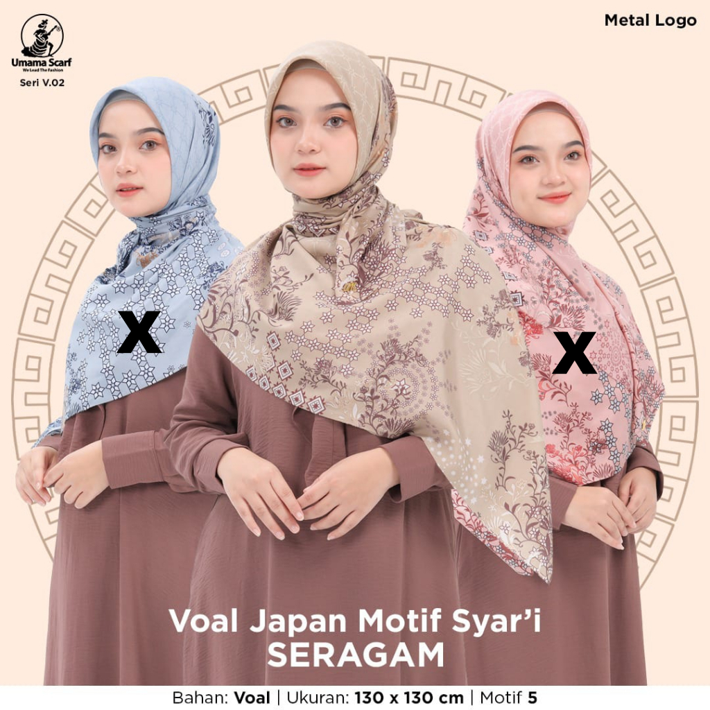 Umama Scarf - Voal Japan Motif Syari Metal Logo V.2 Lasercut