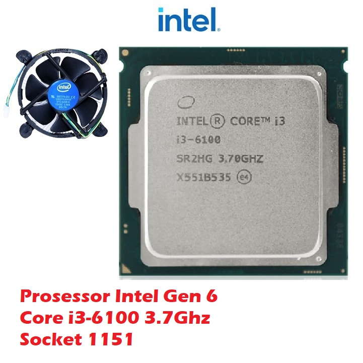 PROSESSOR INTEL CORE I3-6100 3.70GHZ SOCKET 1151 - PROCESSOR INTEL CORE I3 6100 3.7 GHz Fan Processor SOCKET 1151