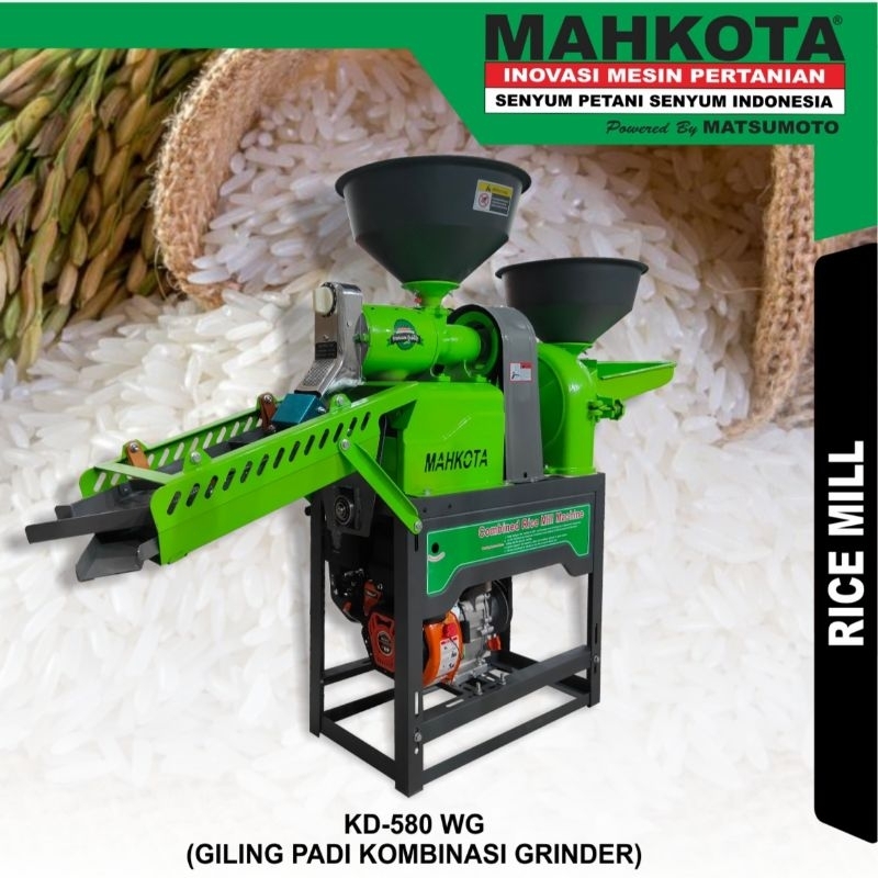 Mesin Giling Padi Jadi Beras Mahkota KD580WG Selep Penepung Lengkap Engine Bensin 7,5PK 7,5HP KD 580