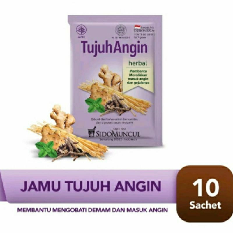 

JAMU TUJUH ANGIN SIDOMUNCUL HERBAL SIDO MUNCUL DIDEL HERBAL 10's bisa COD Mengatasi Deman dan Masuk Angin