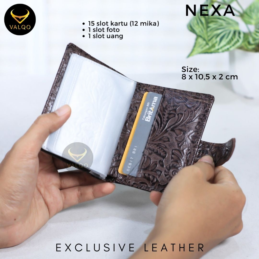 [VALQO] NEXA Motif Dompet kartu Kulit sapi Wanita Pria Dompet kecil Dompet Mini