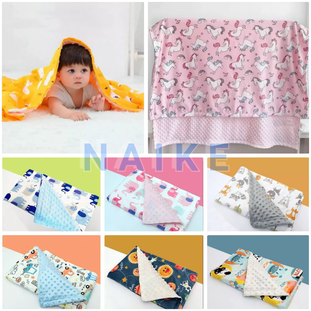 Selimut Bayi JUMBO Double Fleece BUBBLE Print PREMIUM 120cm x 75cm / Kado Bayi Lahiran