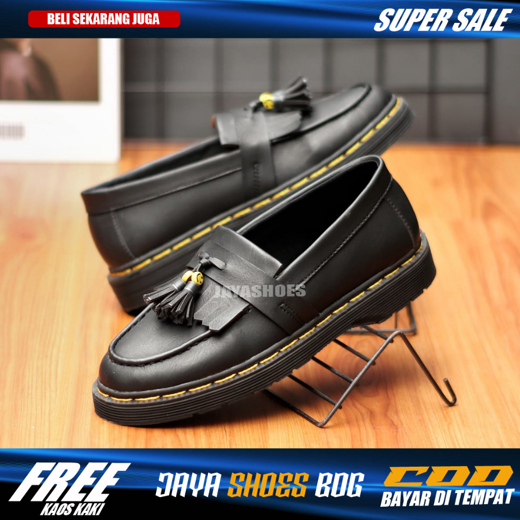 MARKO Sepatu Docmart Pria Smile Original Formal Slip On Casual Kerja Kuliah Main Kondangan Hitam Dinas Resmi