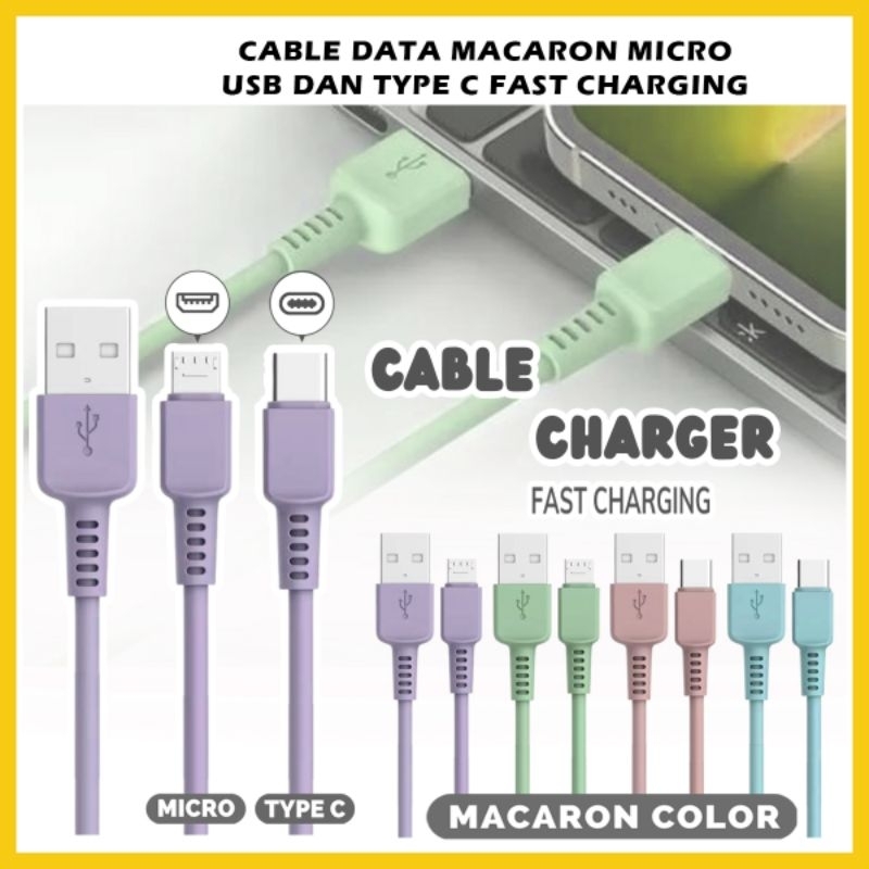 KABEL DATA CHARGER MACARON MICRO USB&amp;TYPE C CABLE