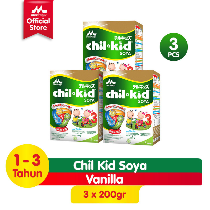 Chil Kid Soya Vanila Madu 600g(200gx3) g Susu Pertumbuhan Anak Usia 1-3 Tahun