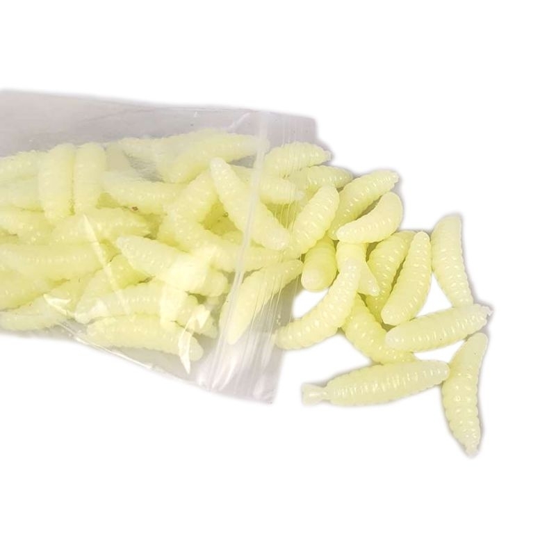 50 pcs umpan pancing tiruan model belatung kuning