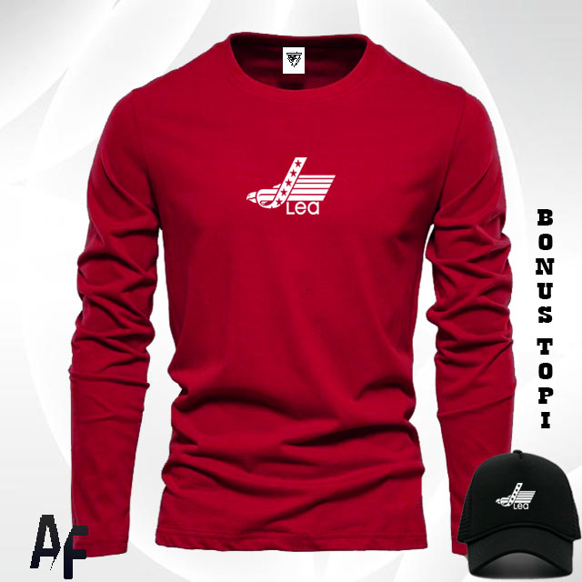 Bonus Topi.. Promo Kaos Keren Lengan Panjang Lea Putih /Kaos pendek / Kaos pria & Wanita / Kaos prem