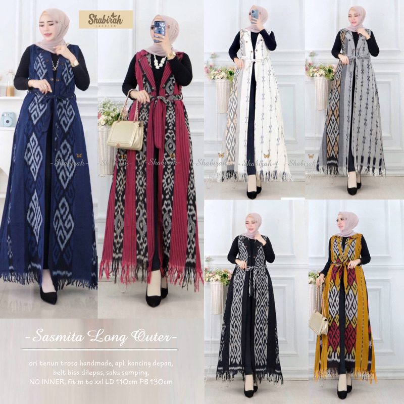 TERMURAH - SASMITA LONG OUTER / TENUN TROSO JEPARA HANDMADE/BLAZER BATIK SOLO/CARDI TENUN