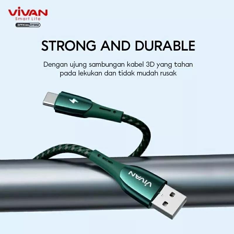 Kabel Data Vivan VZC100S QC3.0 3A Kabel Data Type C Auto Smart Original